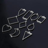 10Pc Geometric Hollow Pressed Flower Pendant Resin Jewelry Making