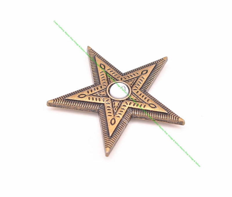 10Pc Western Texas Brass Star Leathercraft Concho Screwback