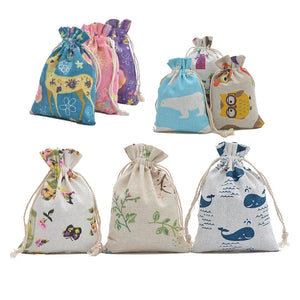 10Pcs Natural Cotton Bags for Wedding Gift Drawstring Sachet