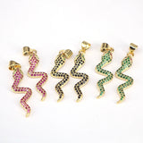10Pcs 10*32mm CZ Crystal Snake Pendants Jewelry Findings