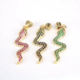 10Pcs 10*32mm CZ Crystal Snake Pendants Jewelry Findings