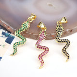 10Pcs 10*32mm CZ Crystal Snake Pendants Jewelry Findings