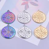 10Pcs Stainless Steel Round Sun Pendants DIY Craft