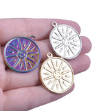 10Pcs Stainless Steel Round Sun Pendants DIY Craft