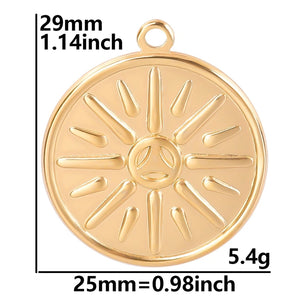 10Pcs Stainless Steel Round Sun Pendants DIY Craft