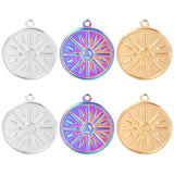 10Pcs Stainless Steel Round Sun Pendants DIY Craft