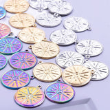 10Pcs Stainless Steel Round Sun Pendants DIY Craft