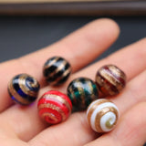 10Pcs Multicolor Striped Lampwork Glass Beads for Jewelry Making
