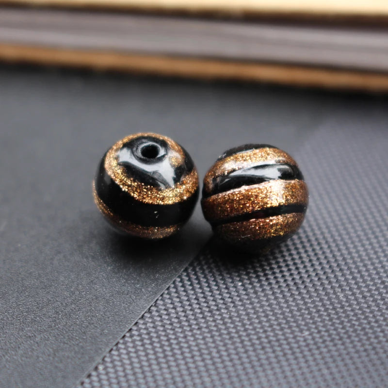 10Pcs Multicolor Striped Lampwork Glass Beads for Jewelry Making