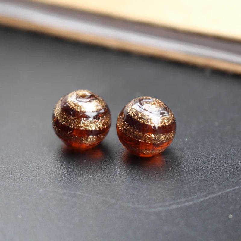 10Pcs Multicolor Striped Lampwork Glass Beads for Jewelry Making