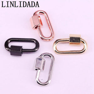 10Pc Metal Oval Charm Clasp Lock, Carabiner Pave Necklace Findings