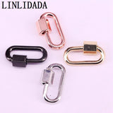 10Pc Metal Oval Charm Clasp Lock, Carabiner Pave Necklace Findings