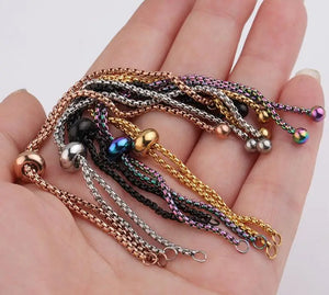 10Pcs 11.5cm Adjustable Stainless Steel Chain Slider for DIY Bracelet