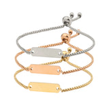 10Pcs Bar Charm Bracelets Stainless Steel Women's Jewelry