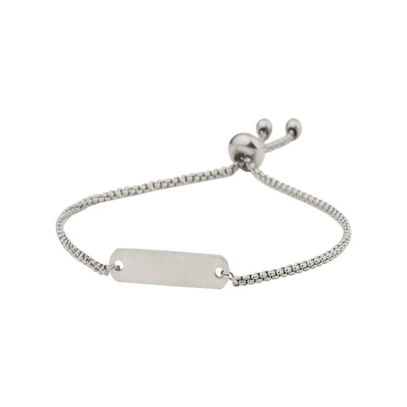 10Pcs Bar Charm Bracelets Stainless Steel Women's Jewelry