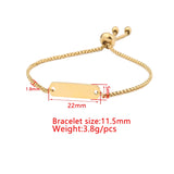 10Pcs Bar Charm Bracelets Stainless Steel Women's Jewelry