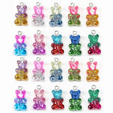 10Pcs 11x17mm Glitter Resin Bear Pendant Charms for Jewelry Making