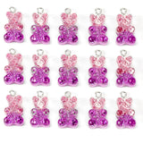 10Pcs 11x17mm Glitter Resin Bear Pendant Charms for Jewelry Making