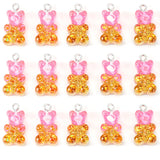 10Pcs 11x17mm Glitter Resin Bear Pendant Charms for Jewelry Making