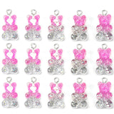 10Pcs 11x17mm Glitter Resin Bear Pendant Charms for Jewelry Making