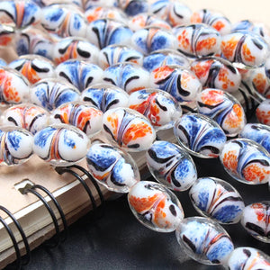 10Pcs 12*16mm Lampwork Glass Beads Orange Oval Charm Beads