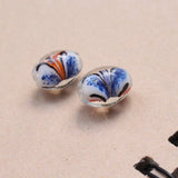 10Pcs 12*16mm Lampwork Glass Beads Orange Oval Charm Beads
