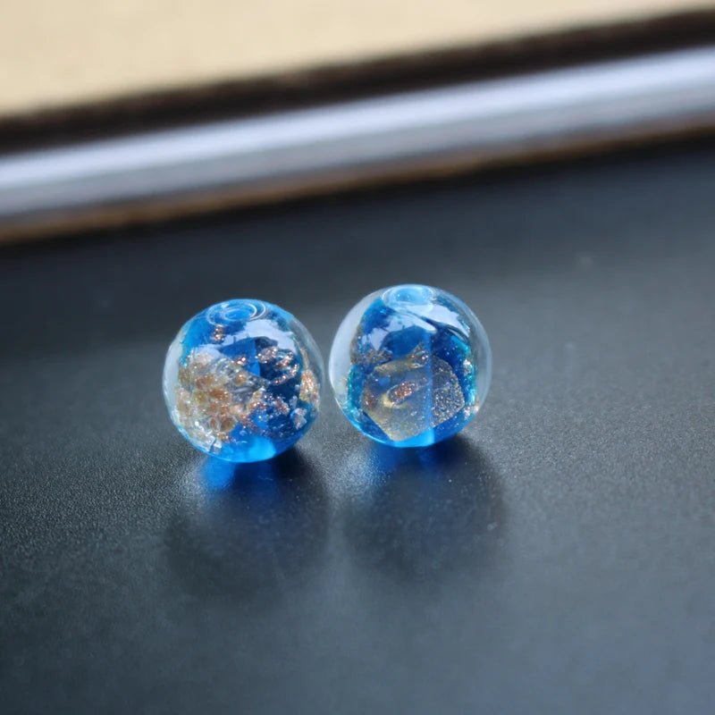 10Pcs Lampwork Glass Beads Ocean Round Charms for Jewelry Makin