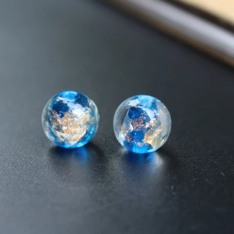 10Pcs Lampwork Glass Beads Ocean Round Charms for Jewelry Makin