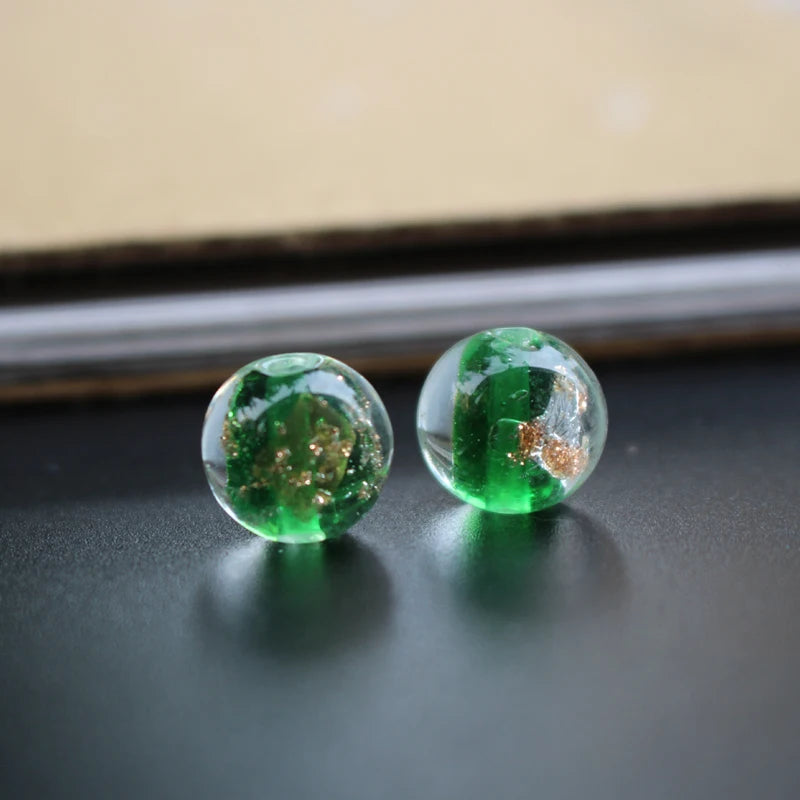 10Pcs 12mm 14mm Green Lampwork Glass Beads for Jewelry Making