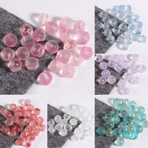 10Pcs 12mm Half Hole Peach Crystal Beads DIY Hairpin Decoration