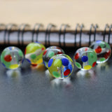 10Pcs 12mm Lampwork Glass Beads Round Clear Colorful Dots Jewelry Making