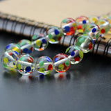 10Pcs 12mm Lampwork Glass Beads Round Clear Colorful Dots Jewelry Making
