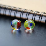 10Pcs 12mm Lampwork Glass Beads Round Clear Colorful Dots Jewelry Making