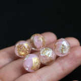 10Pcs 12mm Handmade Lampwork Glass Beads Foil Pink Red Orange Green