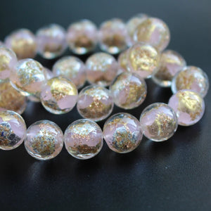 10Pcs 12mm Handmade Lampwork Glass Beads Foil Pink Red Orange Green