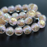 10Pcs 12mm Handmade Lampwork Glass Beads Foil Pink Red Orange Green