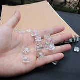 10Pcs 12mm Clear Glass Beads with Pink Flower Charms for Jewelry Making