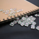 10Pcs 12mm Clear Glass Beads with Pink Flower Charms for Jewelry Making