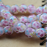 10Pcs 12mm14mm Lampwork Glass Flower Beads Pink for Bracelet Necklace