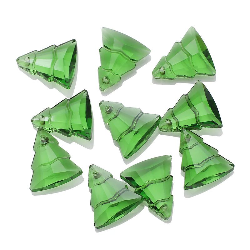 10Pcs 13x16mm Christmas Tree Shape Crystal Glass Loose Beads DIY Jewelry Making
