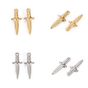 10Pcs Dagger Charms Pendants for Jewelry Making