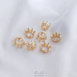 10Pcs 14K Copper Crown Charms Pendants 11MM Zircon DIY Jewelry Findings