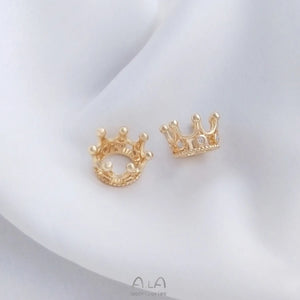 10Pcs 14K Copper Crown Charms Pendants 11MM Zircon DIY Jewelry Findings