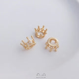 10Pcs 14K Copper Crown Charms Pendants 11MM Zircon DIY Jewelry Findings