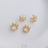 10Pcs 14K Copper Crown Charms Pendants 11MM Zircon DIY Jewelry Findings