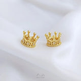 10Pcs 14K Copper Crown Charms Pendants 11MM Zircon DIY Jewelry Findings