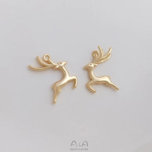 10Pcs 14K Copper Deer Charms Pendants 16MM DIY Jewelry Findings