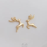 10Pcs 14K Copper Deer Charms Pendants 16MM DIY Jewelry Findings