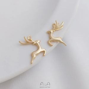 10Pcs 14K Copper Deer Charms Pendants 16MM DIY Jewelry Findings