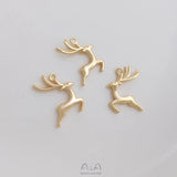 10Pcs 14K Copper Deer Charms Pendants 16MM DIY Jewelry Findings